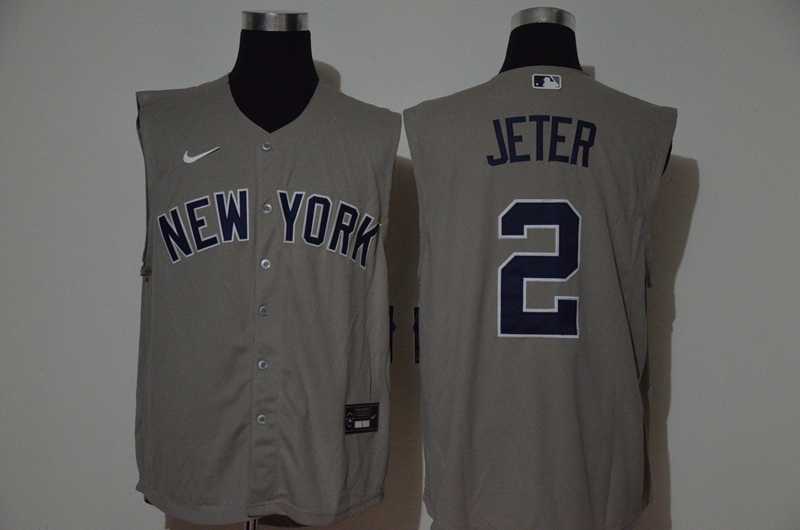 Yankees 2 Derek Jeter Gray Nike Cool Base Sleeveless Jersey,We sell and wholesale Yankees 2 Derek Jeter Gray Nike Cool Base Sleeveless Jersey on line form chian!